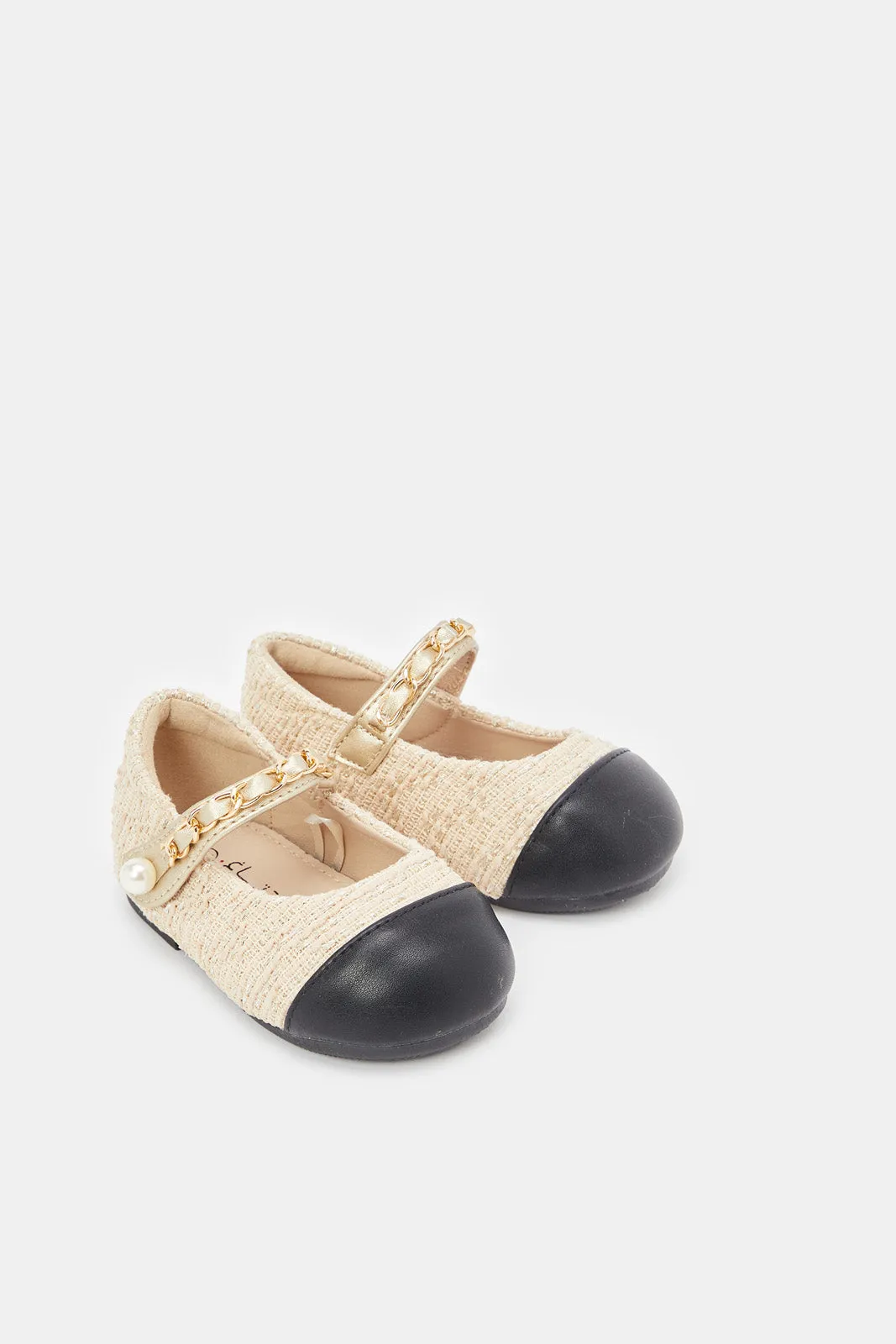 Infant Girls Beige Chain Detail Ballerina