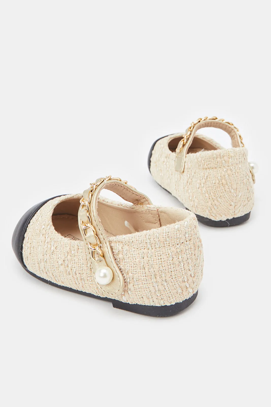 Infant Girls Beige Chain Detail Ballerina