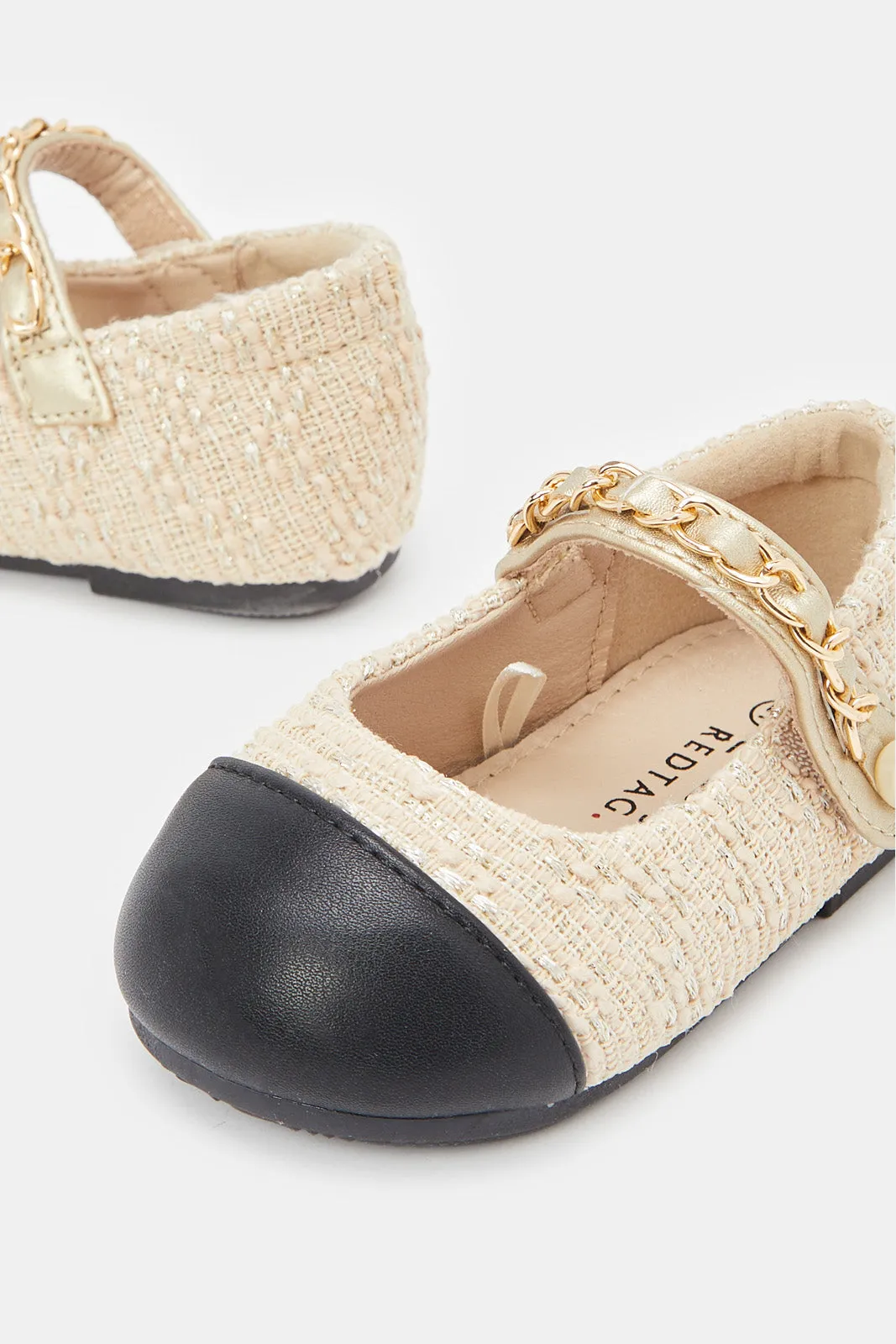 Infant Girls Beige Chain Detail Ballerina